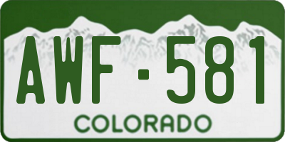 CO license plate AWF581