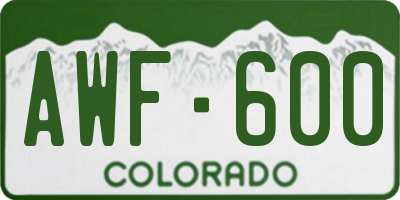CO license plate AWF600