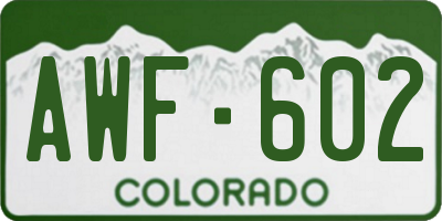 CO license plate AWF602