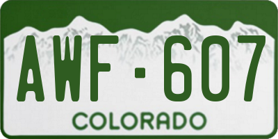 CO license plate AWF607