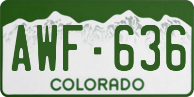 CO license plate AWF636