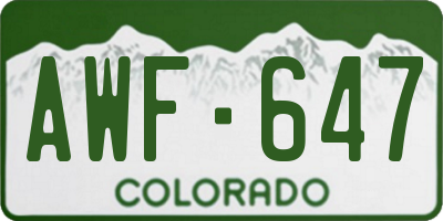 CO license plate AWF647