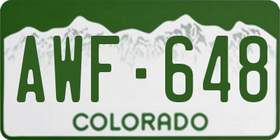 CO license plate AWF648