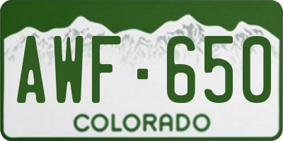 CO license plate AWF650