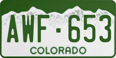 CO license plate AWF653