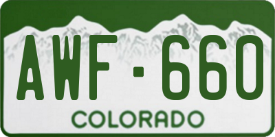 CO license plate AWF660