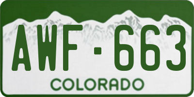 CO license plate AWF663
