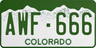 CO license plate AWF666