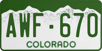 CO license plate AWF670