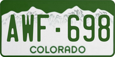 CO license plate AWF698