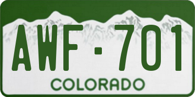 CO license plate AWF701