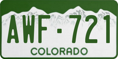 CO license plate AWF721