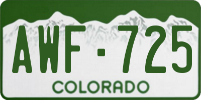 CO license plate AWF725