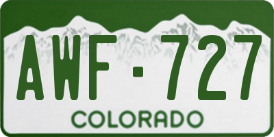 CO license plate AWF727