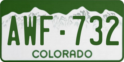 CO license plate AWF732