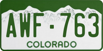 CO license plate AWF763