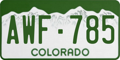 CO license plate AWF785
