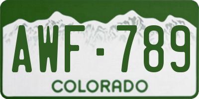 CO license plate AWF789