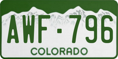 CO license plate AWF796