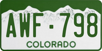 CO license plate AWF798