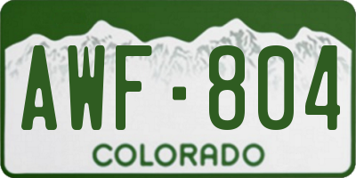 CO license plate AWF804
