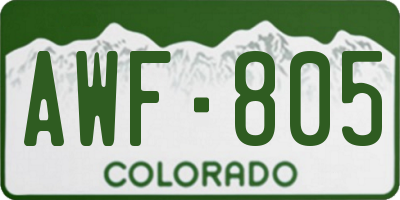 CO license plate AWF805