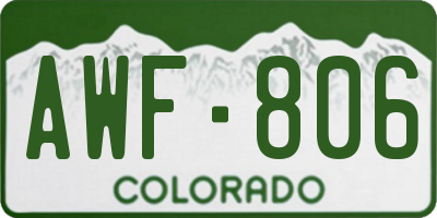 CO license plate AWF806