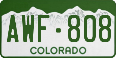 CO license plate AWF808