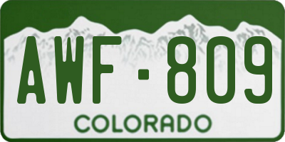 CO license plate AWF809