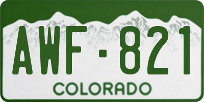 CO license plate AWF821