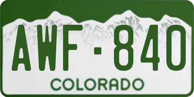 CO license plate AWF840
