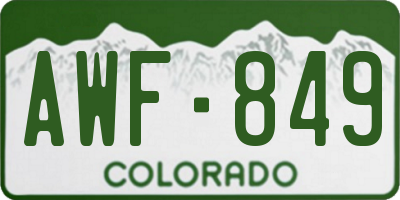 CO license plate AWF849