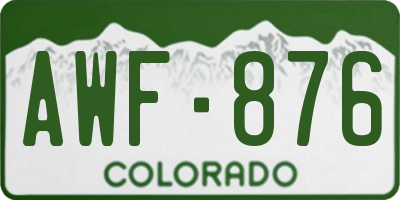 CO license plate AWF876