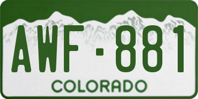 CO license plate AWF881