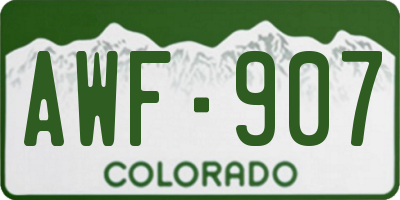 CO license plate AWF907