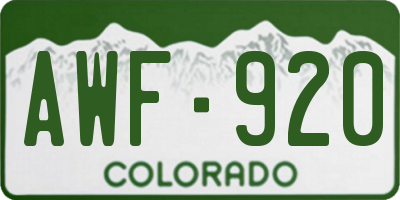 CO license plate AWF920