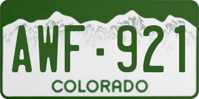 CO license plate AWF921