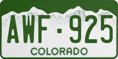 CO license plate AWF925