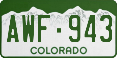 CO license plate AWF943