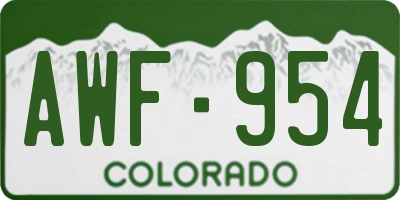 CO license plate AWF954