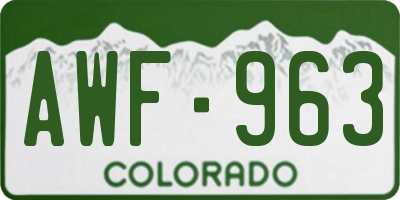 CO license plate AWF963