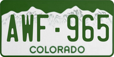 CO license plate AWF965