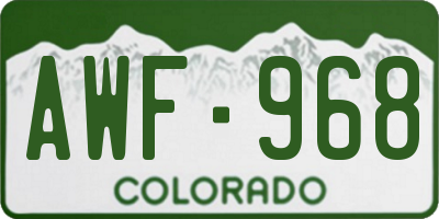 CO license plate AWF968
