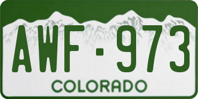 CO license plate AWF973