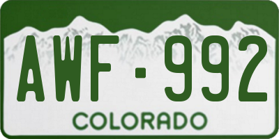 CO license plate AWF992