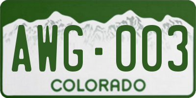 CO license plate AWG003