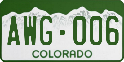 CO license plate AWG006