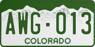 CO license plate AWG013