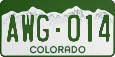 CO license plate AWG014
