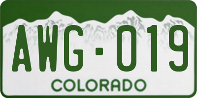 CO license plate AWG019